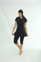 BirolGaye Tesmay 2470 Siyah Kısa Kol Havuz Mayo thumbnail 3