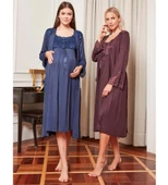 BirolGaye 4808 Mürdüm Hamile Lohusa Gecelik Sabahlık Tk thumbnail 3