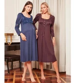 BirolGaye 4808 Mürdüm Hamile Lohusa Gecelik Sabahlık Tk thumbnail 2