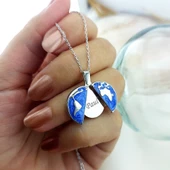 Vaoov 925 Ayar Gümüş İsimli Rodyum Kaplama Açılan Dünya Kolye thumbnail 1