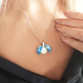 Vaoov 925 Ayar Gümüş İsimli Rodyum Kaplama Açılan Dünya Kolye thumbnail 2