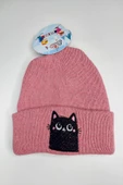 Hanece Kids Pembe Kedi Nakışlı Kız Çocuk Bere - 1