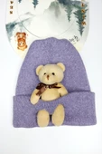 Hanece Kids Peluş Lila Ayıcıklı Kız Çocuk Bere - 1