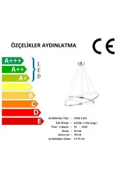 Venüs Iı Modern Yuvarlak Daire Krom Sarkıt 2li Beyaz Işık Gün Işığı 3lü Mod Led Avize - 2