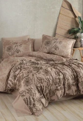 Clasy Saten Çift Kişilik Nevresim Takımı Le Pala V1 Kahve - 1