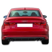 Audi A3 8V için Sedan 2012 - 2016 S-Line S3 Arka Tampon Eki - Difüzör (Plastik) - 1