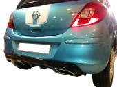 Opel Corsa D için (2007-2015) Egzoz Görünümlü Arka Tampon Eki - Difüzör (Plastik) - 1