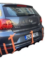 Volkswagen Polo 6R için (2015-2017) Makyajlı Arka Tampon Eki - Difüzör (Plastik) - 1