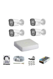 Colorvu Gece Karanlıkta Renkli 4 Dış Ortam Ahd Kameralı Güvenlik Kamera Kuruluma Hazır thumbnail 1