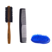Orkide No:1 Fön Ahşap Saplı Fırça 21cm,Class NO:18 Tarak 18cm ,Saç Yıkama Tarağı (9cmx7cm) Set1 - 1