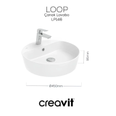 Creavit LP146 Loop 45 cm Kare Çanak Lavabo - 1