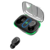 Y90 Şarj Göstergeli Tws Kulaklık Bluetooth Kablosuz Kulakiçi Kulaklık Siyah - 1