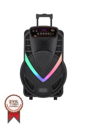 Torima NDR-V12 Siyah Mikrofonlu Kumandalı Rgb Ledli Taşınabilir Tekerlekli Bluetooth Hoparlör - 1