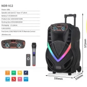 Torima NDR-V12 Siyah Mikrofonlu Kumandalı Rgb Ledli Taşınabilir Tekerlekli Bluetooth Hoparlör - 7
