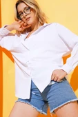 Oversize Kalıp Basic Gömlek Beyaz - 1