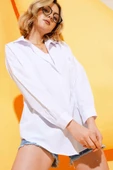 Oversize Kalıp Basic Gömlek Beyaz - 2