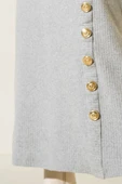 Etek Düğmeli Fitilli Elbise Gri thumbnail 4
