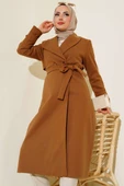 Sırt Düğmeli Kaşe Kaban Taba - 2