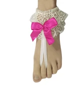 ASM1287Y Kadın Ekru Dantel Ayak Bilekliği Gelinlik Aksesuarı - 1