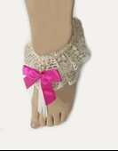 ASM1287Y Kadın Ekru Dantel Ayak Bilekliği Gelinlik Aksesuarı - 6