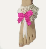 ASM1287Y Kadın Ekru Dantel Ayak Bilekliği Gelinlik Aksesuarı - 4