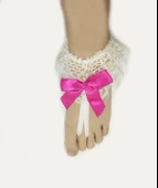 ASM1287Y Kadın Ekru Dantel Ayak Bilekliği Gelinlik Aksesuarı - 3