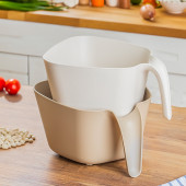 Porsima G-576 2 Parça Plastik Süzgeç Çok Amaçlı Makarna Meyve Sebze Pirinç Yıkama Süzgeci Bej Beyaz - 1