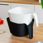 Porsima G-577 2 Parça Plastik Süzgeç Çok Amaçlı Makarna Meyve Sebze Pirinç Yıkama Süzgeci Siyah Beyaz - 1
