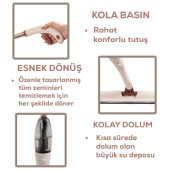 Porsima 13279 Deterjan Hazneli 360 Derece Dönebilen Sprey Mop Yedek Bezli Temizlik Paspası - Krem - 3