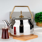 Lines L-3075 Ayperi Paslanmaz Çelik Gold Kulp Demlik İndüksiyon Taban Çay Bitki Çayı Demliği 3,5 Lt - 1