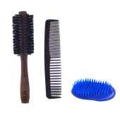 No:4 Khv Fön Ahşap Saplı Fırça 21cm,class No:18 Tarak 18cm ,saç Yıkama Tarağı (9CMX7CM) Set10 - 1