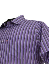 Büyük Beden Erkek Gömlek Kısa Kol Mor thumbnail 3