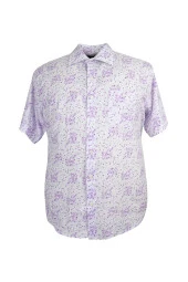 Büyük Beden Erkek Gömlek Kısa Kol Desenli Lila - 1