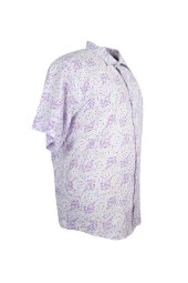 Büyük Beden Erkek Gömlek Kısa Kol Desenli Lila - 2