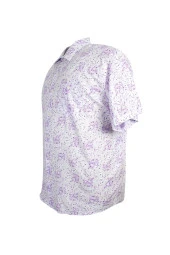 Büyük Beden Erkek Gömlek Kısa Kol Desenli Lila - 3