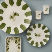 GÜRAL PORSELEN Camelia 30 Parça 6 Kişilik Bone Kahvaltı Takımı - 3000 - 3