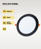 15W Sıva Altı Yuvarlak Siyah Led Panel 4000K (Gün Işığı) thumbnail 1