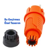 Monofaze Kauçuklu Kablo Bahçe Dış Mekan Korunaklı IP54 Su Geçirmez Turuncu Sağlam Erkek Fiş Tek 16A - 3