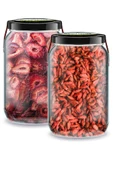 Bi Kavanoz Goji Berry + Bi Kavanoz Yaprak Çilek Kurusu Çilek Cipsi 660 cc'lik 2 Adet Cam Kavanozda - 1