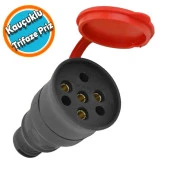 Trifaze Kauçuklu Kablo Sağlam Bahçe Dış Mekan Korunaklı Su Geçirmez Siyah Kapaklı Dişi Fiş Tek 16A - 1