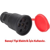 Trifaze Kauçuklu Kablo Sağlam Bahçe Dış Mekan Korunaklı Su Geçirmez Siyah Kapaklı Dişi Fiş Tek 16A - 3