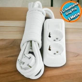 Topraklı Grup Priz Fiş Çoğaltıcı 3 Metre Çoklu Kablolu 2li Asmalı Uzatma Kablosu Anahtarsız - 1