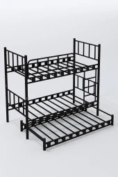 ARGİMO Zambak Yavrulu Genç Çocuk Odası Metal Siyah Ranza Ve Karyola 90x200 Yatak Ölçülü - 6