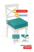 XPERMATE 2'li Sandalye Minderi Su İtici Kumaş 40x40 cm Sünger Sandalye Minderi Bağcıklı Turkuaz - 2