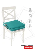 XPERMATE 2'li Sandalye Minderi Su İtici Kumaş 40x40 cm Sünger Sandalye Minderi Bağcıklı Turkuaz - 4