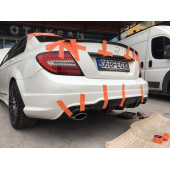 Mercedes C180 Amg Difüzör (makyajlı) Plastik - Parlak Siyah - 1