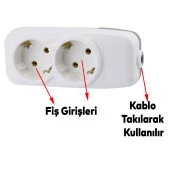 Kablosuz 2li Grup Priz Klemensli Fiş Priz Topraklı Çoklu Grup Priz Çoğaltıcı İkili - 2