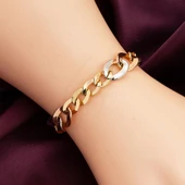 Halkalı Tria Renkli 14 Ayar Altın Bayan Bileklik thumbnail 3