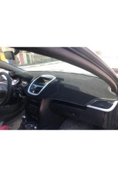 Peugeot 207 2007-2012 Modelleri Için Uygun Torpido Koruma Halısı Siyah Kenar Renk Siyah - 2