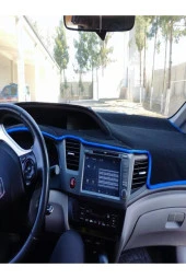 Honda Civic 2011-2014 Modelleri Için Uygun Torpido Koruma Halısı Siyah Kenar Renk Mavi thumbnail 1